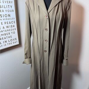 VTG Charles Nolan Long Taupe Button Front Coat one call out on bottom beautiful
